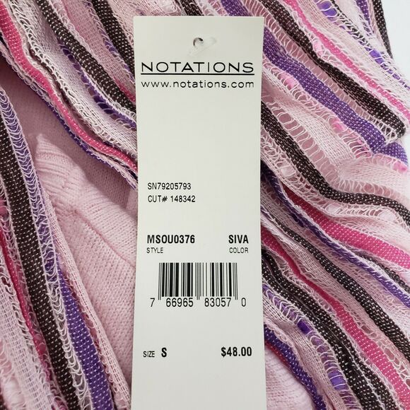 Notations Woman Sweater Small Pink Pullover Long Sleeve VNeck Knit Acrylic Scarf - Picture 9 of 12